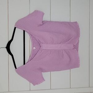 BP 1X pink off sleeve cropped off shoulder shirt